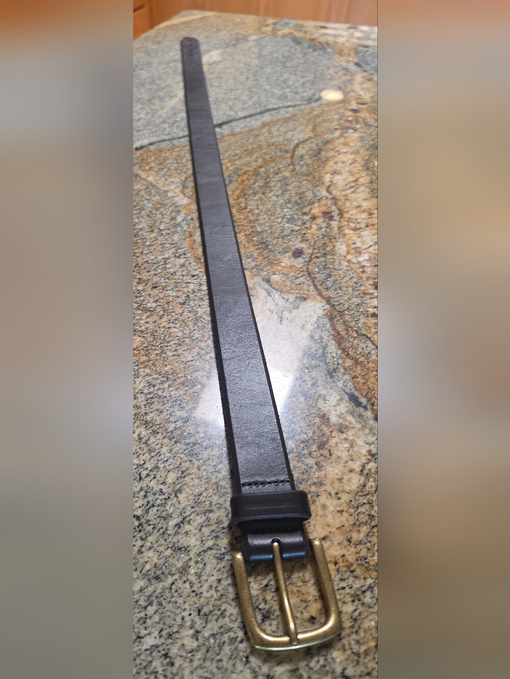 Brown Leather Belt with Brass Buckle - Small